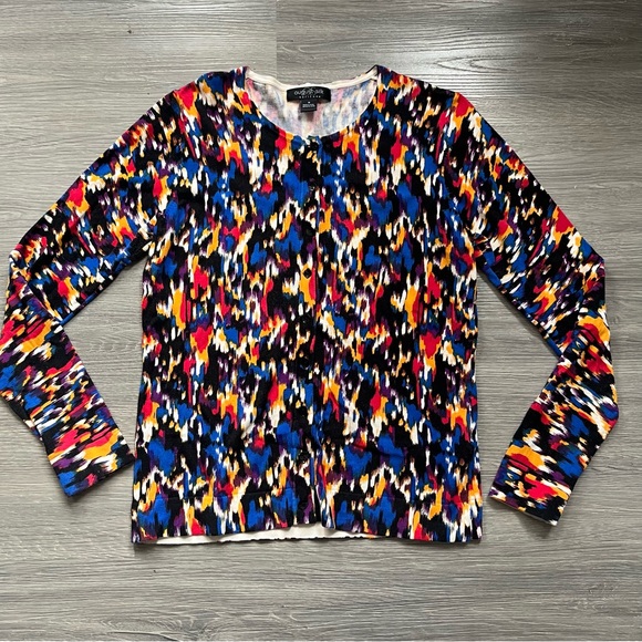 August Silk Abstract Multicolor Patterned Cardigan - Picture 3 of 4